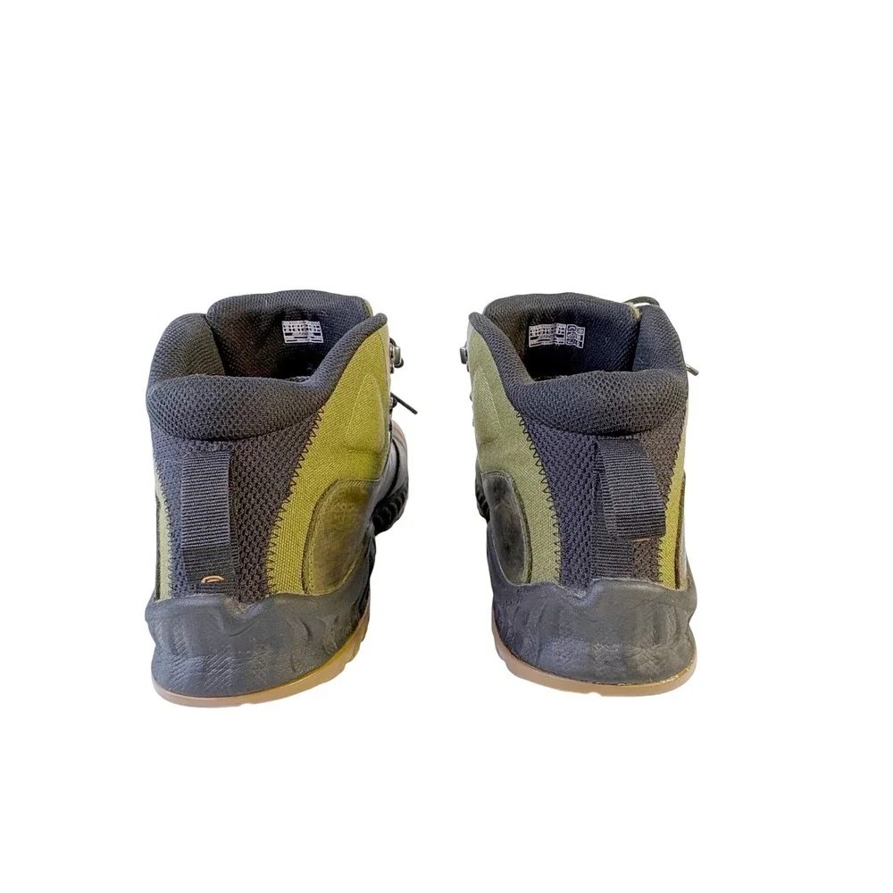 Keen Dry Waterproof Hiking Boots Mens 12 Green Black Leather Mid Trail Shoes
